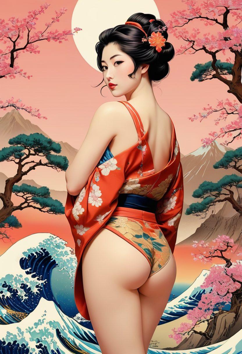 A striking collage showcasing the evolution of hentai, featuring a vintage manga style transitioning into modern digital art. Include iconic characters from different eras, with a backdrop that symbolizes the shift from printed pages to vibrant digital screens. The scene should capture the impact on adult entertainment culture, blending elements of traditional Japanese art with contemporary digital aesthetics. Use rich colors and dynamic composition for visual appeal. super-realistic. vibrant colors. 3D.